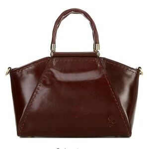 Patricia Nash Holland Top Handle Brown Leather bag with crossbody strap